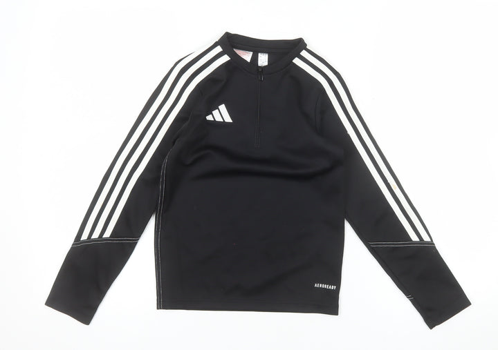 adidas Boys Black 7-8 Years Long Sleeve 1/4 Zip AEROREADY Training Top