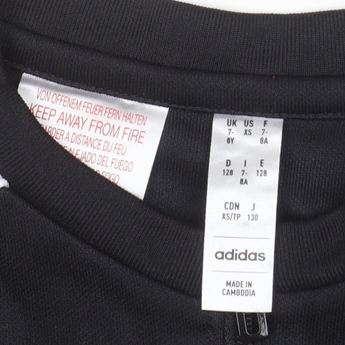 adidas Boys Black 7-8 Years Long Sleeve 1/4 Zip AEROREADY Training Top