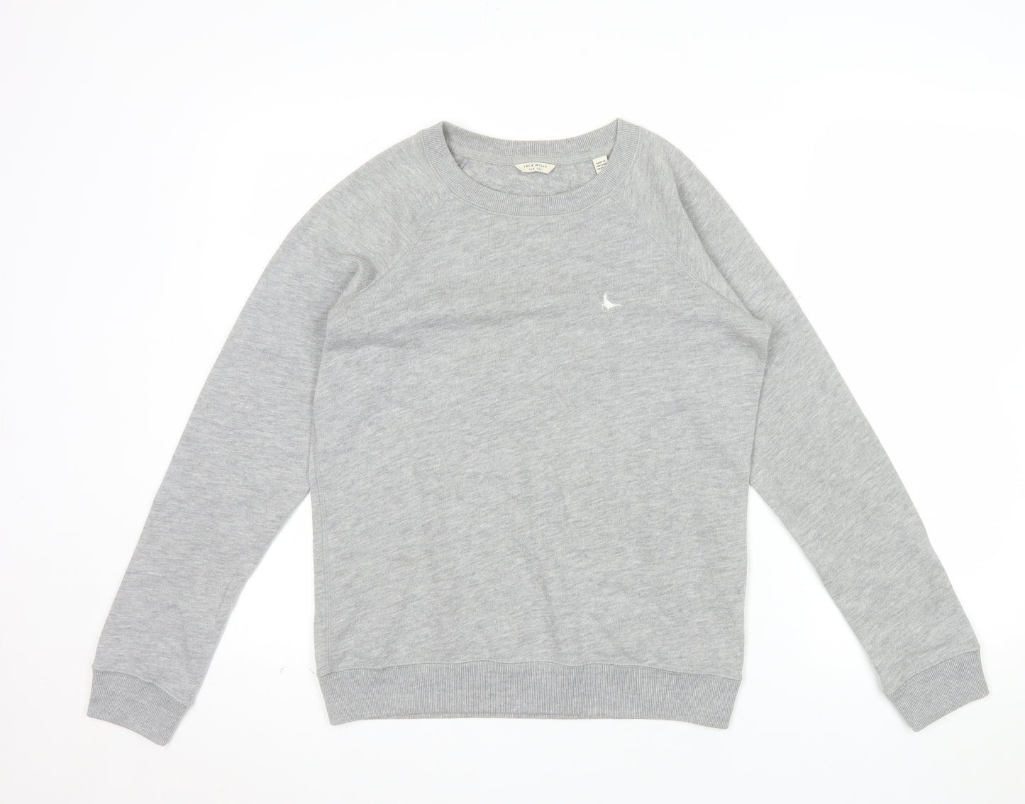 Jack Wills Women Grey Cotton Crew Neck Pullover Sweatshirt UK 10
