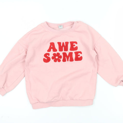 Tu Kids Girls Pink Awesome Fleece Sweatshirt 6 Years Long Sleeve Pullover