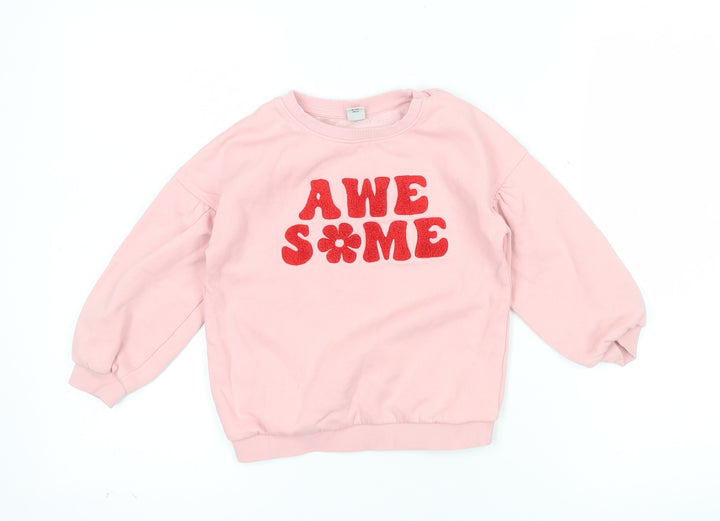 Tu Kids Girls Pink Awesome Fleece Sweatshirt 6 Years Long Sleeve Pullover