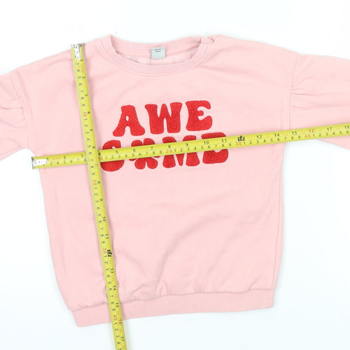 Tu Kids Girls Pink Awesome Fleece Sweatshirt 6 Years Long Sleeve Pullover