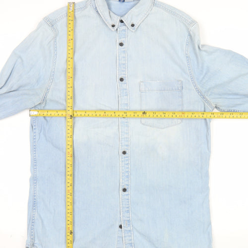 H&M Divided Mens Light Blue Denim Button-Up Shirt Size S Regular Fit