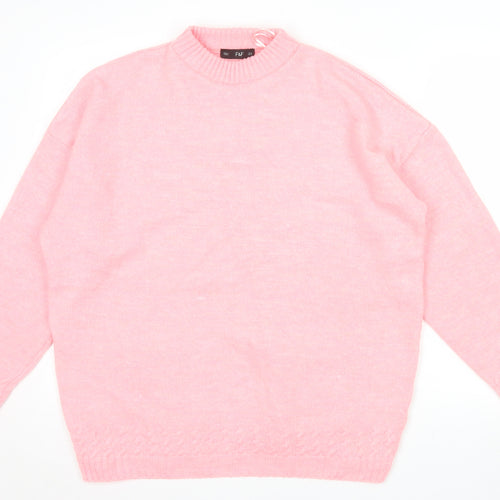F&F Women's Pink Mock Neck Long Sleeve Pullover Jumper Size M