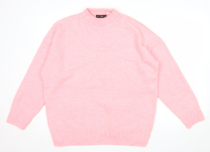 F&F Women's Pink Mock Neck Long Sleeve Pullover Jumper Size M