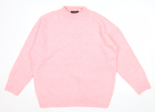 F&F Women's Pink Mock Neck Long Sleeve Pullover Jumper Size M