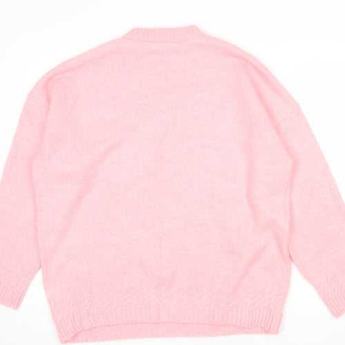 F&F Women's Pink Mock Neck Long Sleeve Pullover Jumper Size M