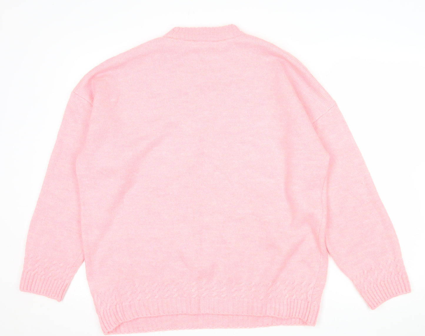 F&F Women's Pink Mock Neck Long Sleeve Pullover Jumper Size M