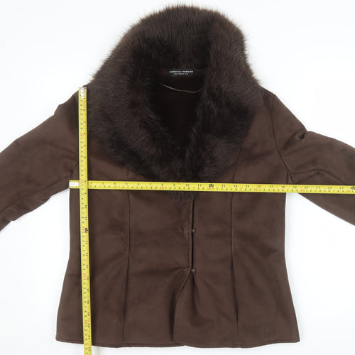Dorothy Perkins Women's Brown Faux Fur Collar Jacket Size 14