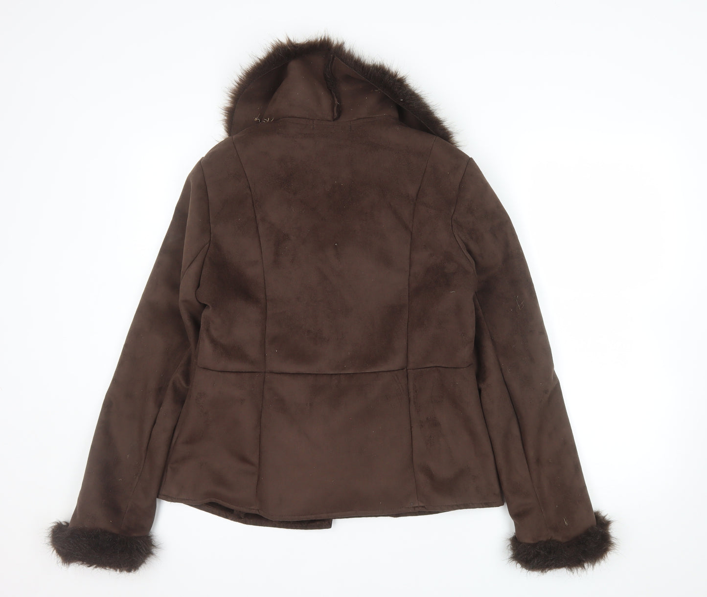 Dorothy Perkins Women's Brown Faux Fur Collar Jacket Size 14