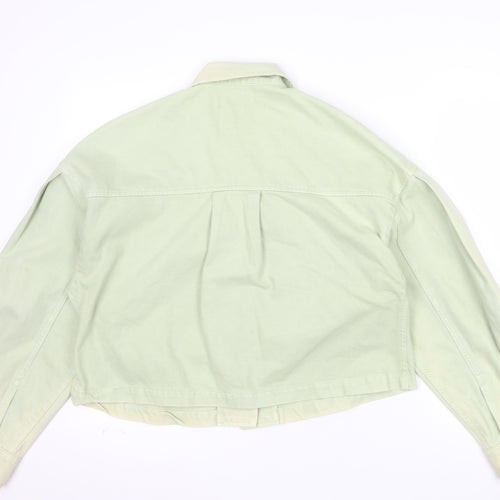 Bershka Womens Green Cropped Cotton Jacket Size 14 Casual