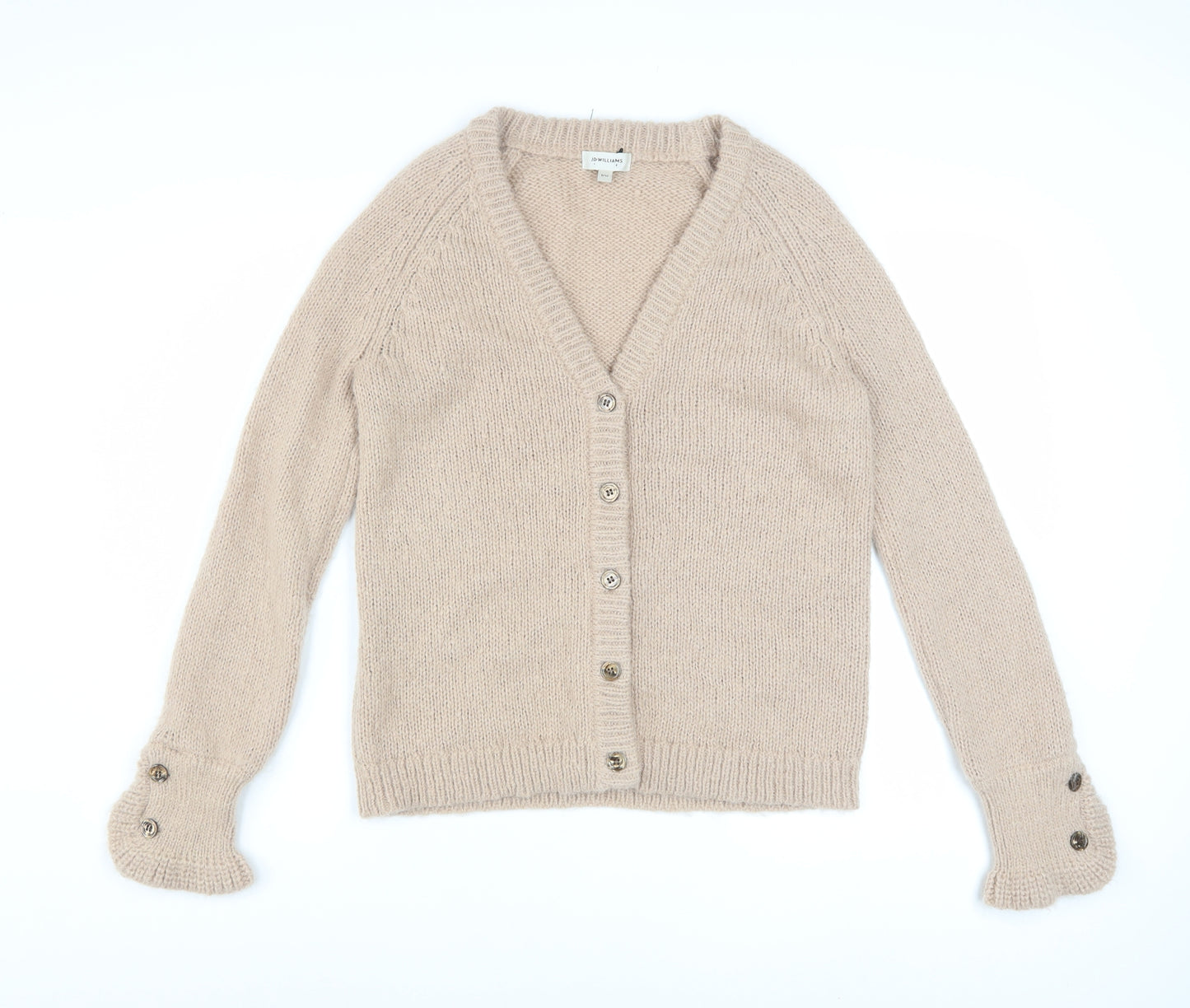 JD Williams Women’s Beige Wool Blend V-Neck Chunky Knit Cardigan Size 8