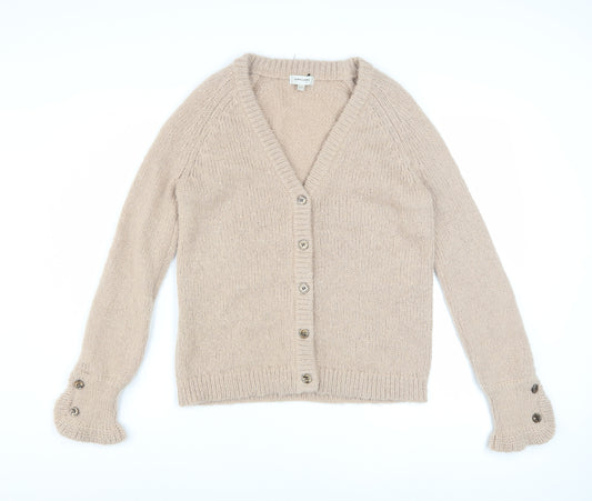 JD Williams Women’s Beige Wool Blend V-Neck Chunky Knit Cardigan Size 8