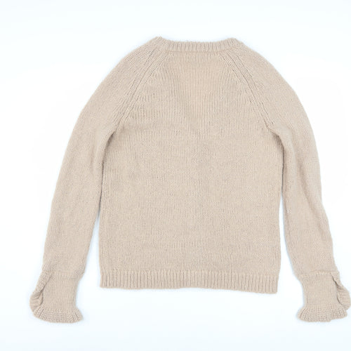 JD Williams Women’s Beige Wool Blend V-Neck Chunky Knit Cardigan Size 8