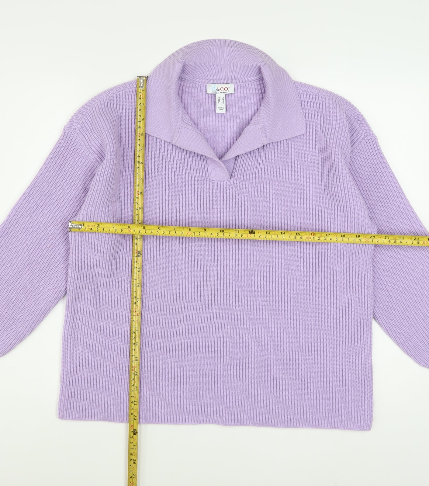 Denim & Co Women Lilac Collared Rib Knit Pullover Jumper Size M