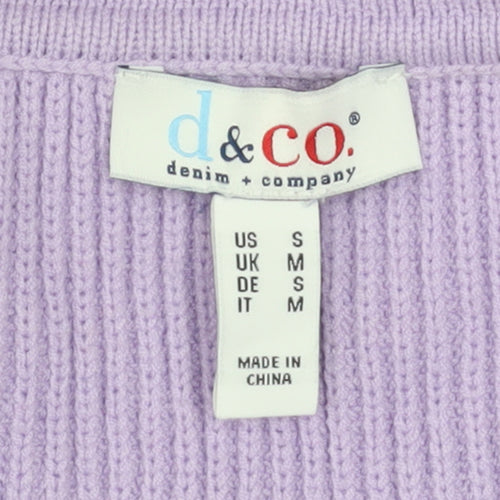 Denim & Co Women Lilac Collared Rib Knit Pullover Jumper Size M