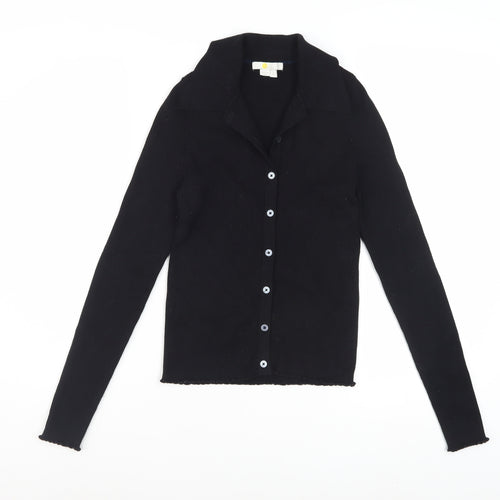 Boden Women's Black Button-Up Knit Top Size S Long Sleeve