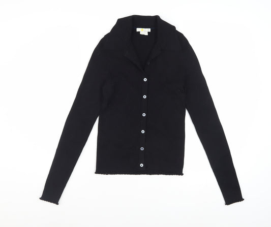 Boden Women's Black Button-Up Knit Top Size S Long Sleeve