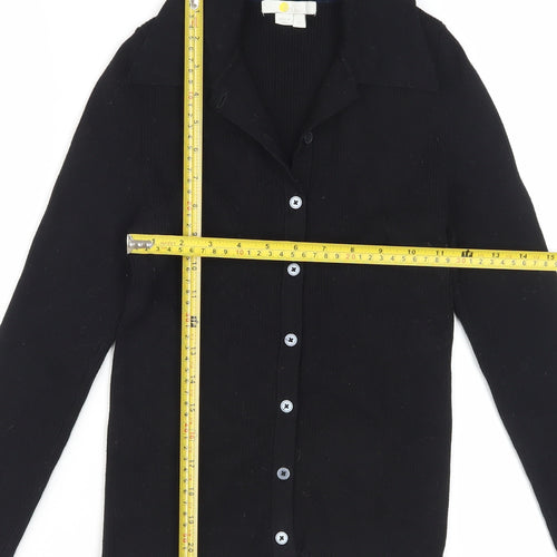 Boden Women's Black Button-Up Knit Top Size S Long Sleeve