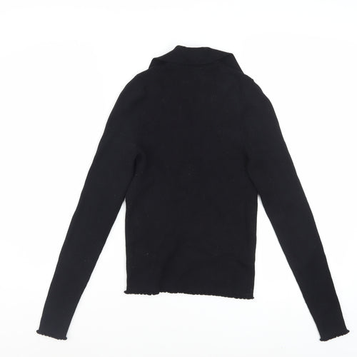 Boden Women's Black Button-Up Knit Top Size S Long Sleeve