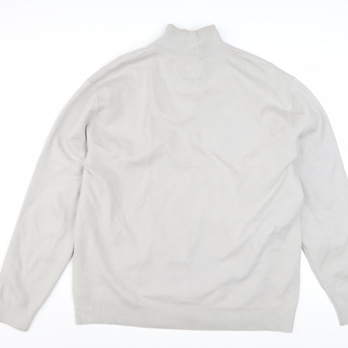 Next Men’s Grey Full Zip High Neck Jumper Size L Viscose Blend