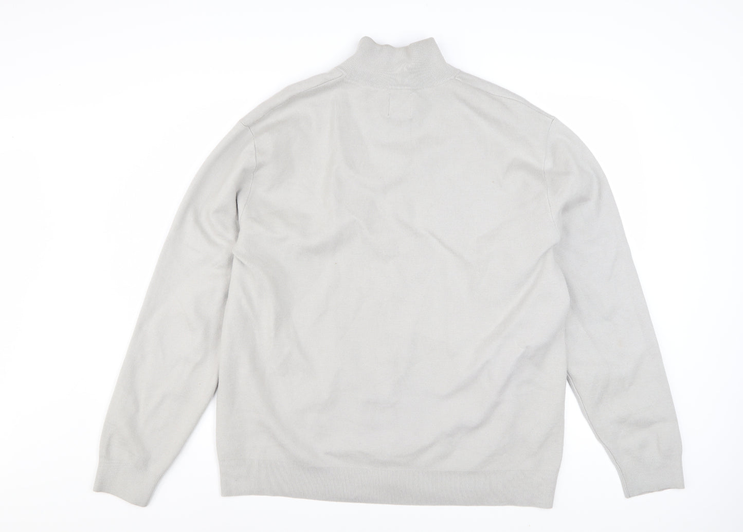 Next Men’s Grey Full Zip High Neck Jumper Size L Viscose Blend