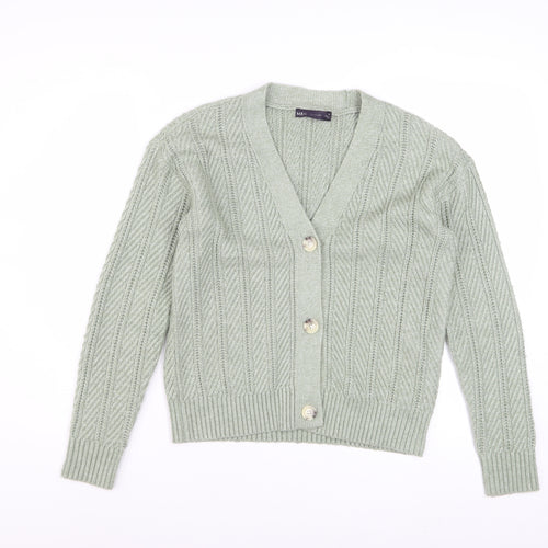 Marks and Spencer Women's Green Cable Knit Cardigan XS