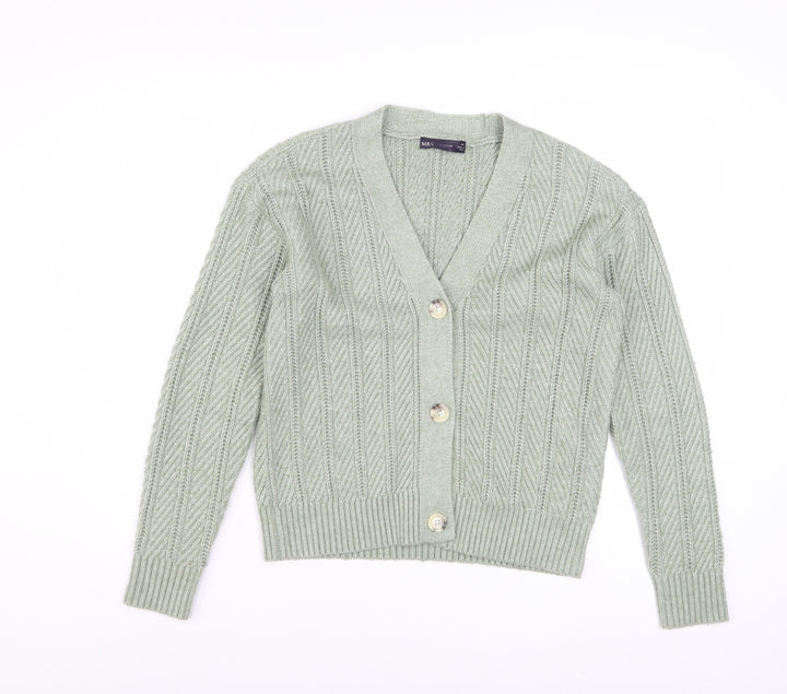 Marks and Spencer Women's Green Cable Knit Cardigan XS