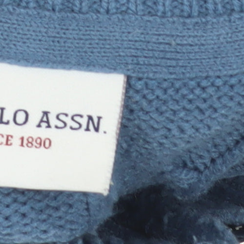 U.S. Polo Assn. Men's Blue Cable-Knit 1/4 Zip Jumper M