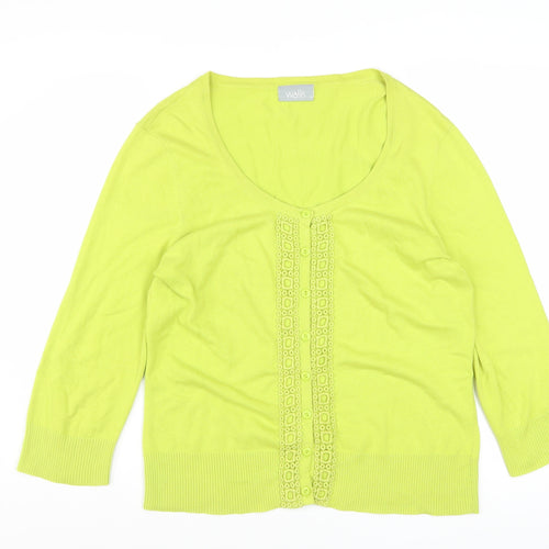 Wallis Women’s Green Cotton Blend 3/4 Sleeve Cardigan Size 14