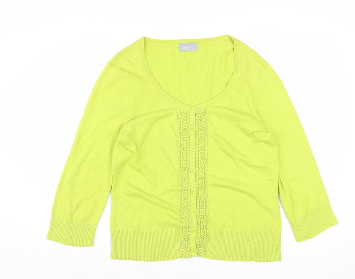 Wallis Women’s Green Cotton Blend 3/4 Sleeve Cardigan Size 14