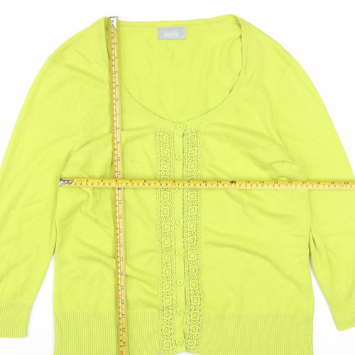 Wallis Women’s Green Cotton Blend 3/4 Sleeve Cardigan Size 14