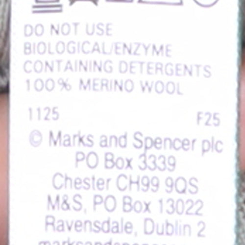 Marks and Spencer Men Light Olive Merino Wool Collared Pullover S