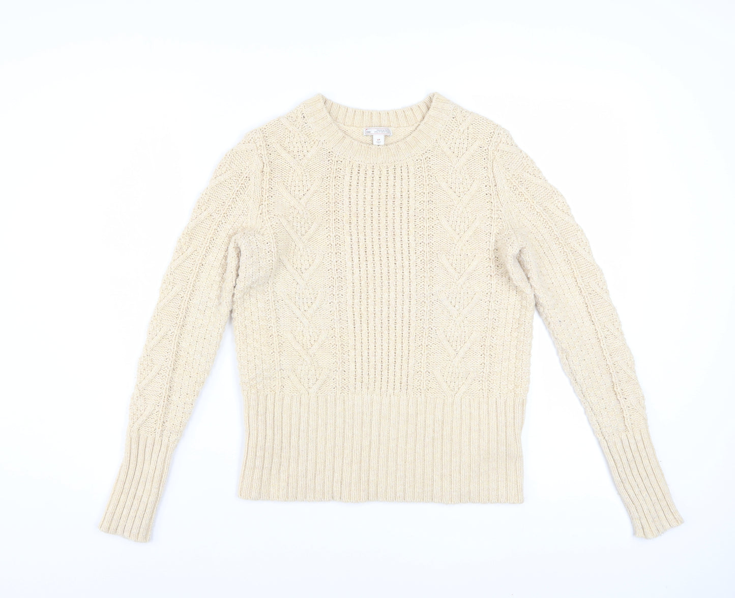 Gap Women Beige Cable-Knit Crew Neck Long Sleeve Jumper Size S