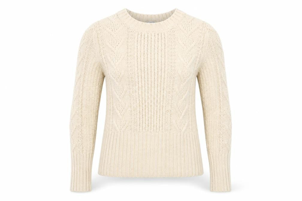 Gap Women Beige Cable-Knit Crew Neck Long Sleeve Jumper Size S