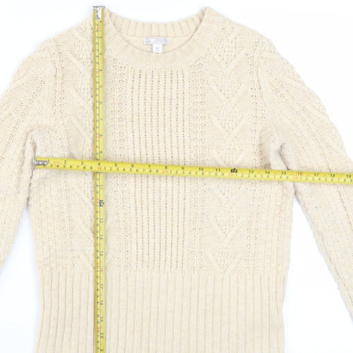 Gap Women Beige Cable-Knit Crew Neck Long Sleeve Jumper Size S