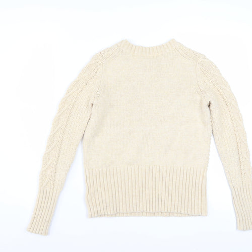 Gap Women Beige Cable-Knit Crew Neck Long Sleeve Jumper Size S