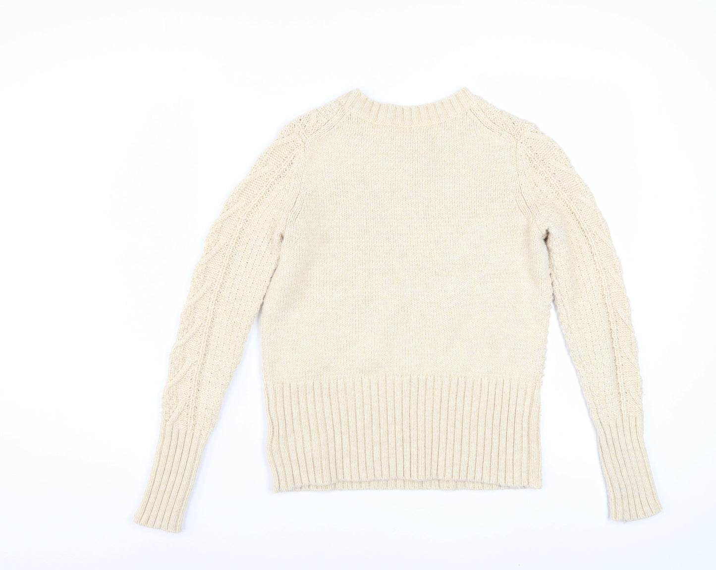 Gap Women Beige Cable-Knit Crew Neck Long Sleeve Jumper Size S