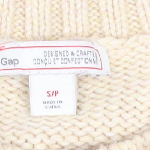 Gap Women Beige Cable-Knit Crew Neck Long Sleeve Jumper Size S