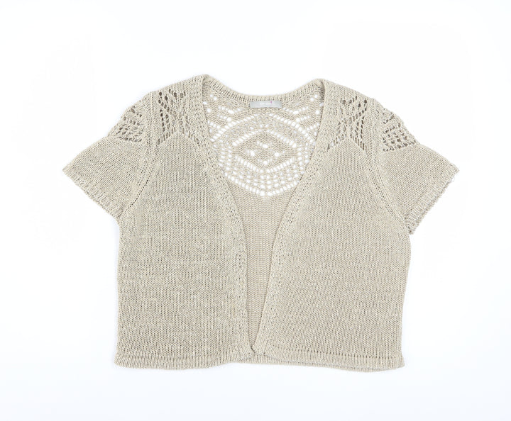 Marks and Spencer Women’s Beige Crochet Open-Knit Cardigan Size 14