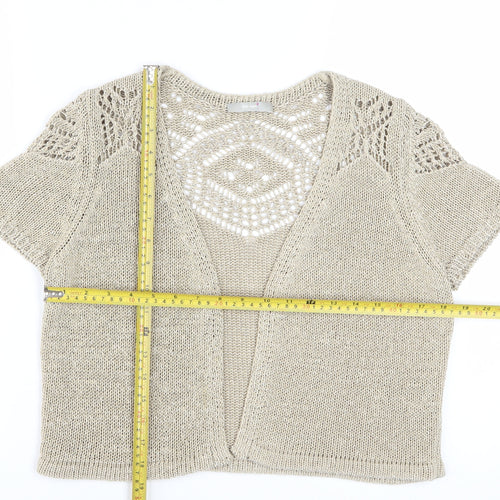 Marks and Spencer Women’s Beige Crochet Open-Knit Cardigan Size 14