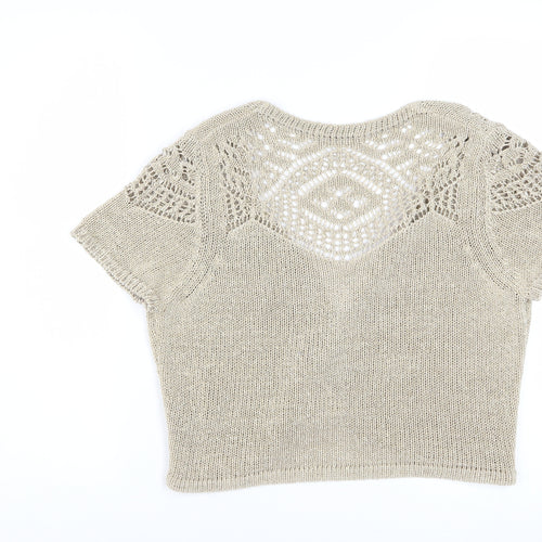 Marks and Spencer Women’s Beige Crochet Open-Knit Cardigan Size 14