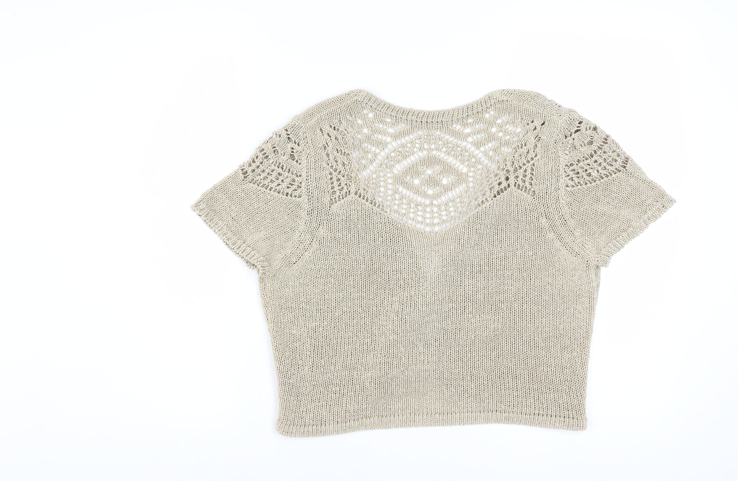Marks and Spencer Women’s Beige Crochet Open-Knit Cardigan Size 14