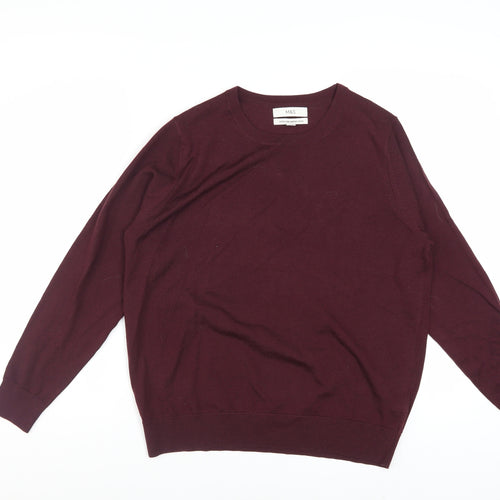 Marks and Spencer Men's Red Merino Wool Crew Neck Jumper L