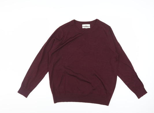 Marks and Spencer Men's Red Merino Wool Crew Neck Jumper L