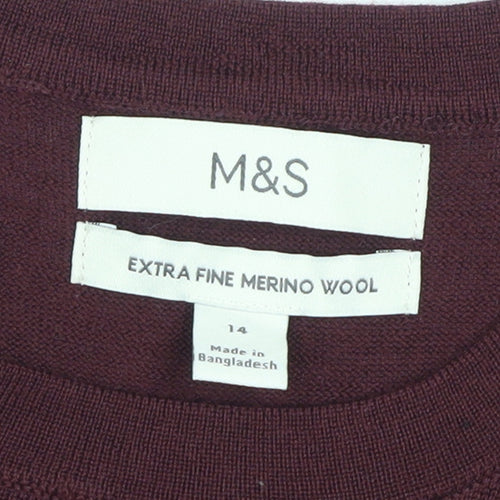 Marks and Spencer Men's Red Merino Wool Crew Neck Jumper L