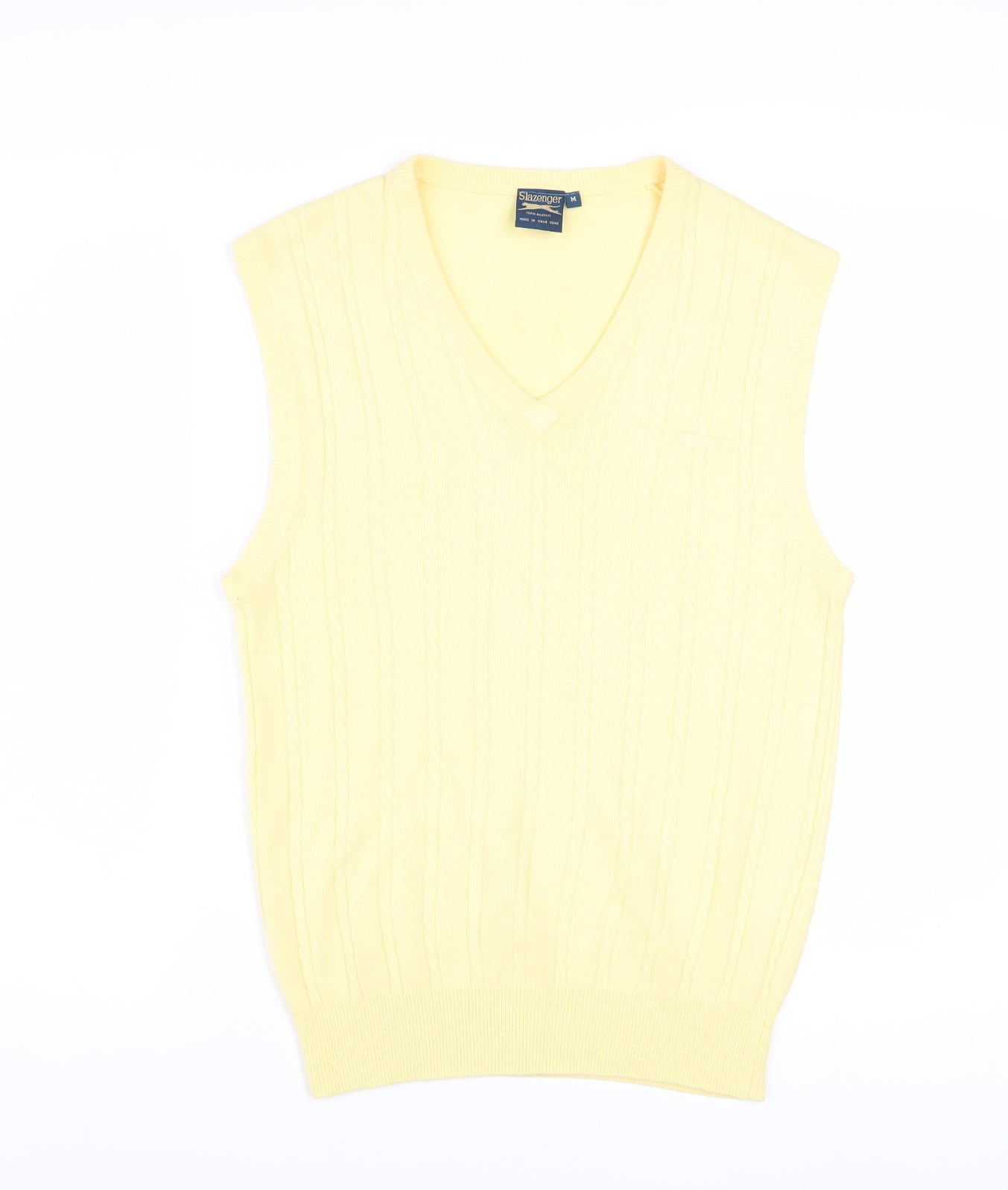 Slazenger Men’s Yellow Cable-Knit Acrylic Golf Sweater Vest M