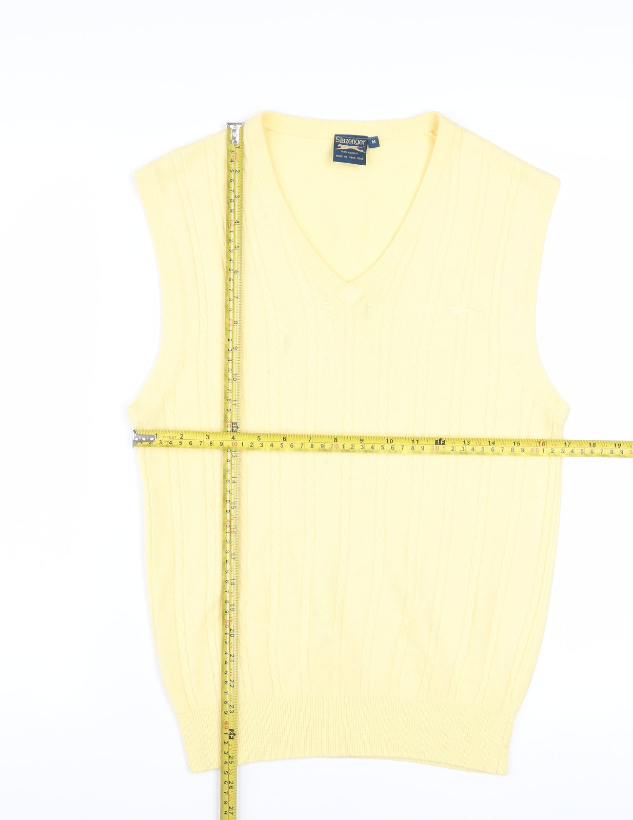 Slazenger Men’s Yellow Cable-Knit Acrylic Golf Sweater Vest M
