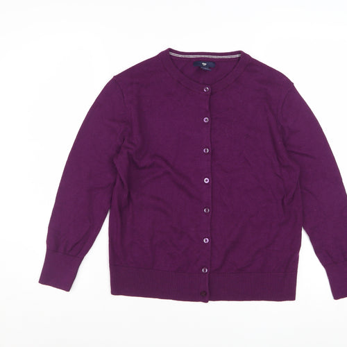 Gap Womens Purple Cotton Crew Neck Button Cardigan Size M