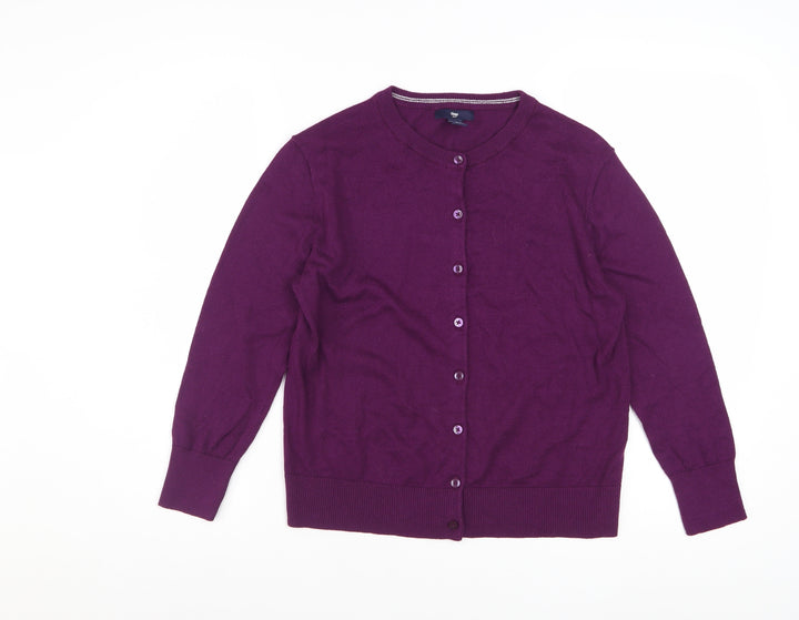 Gap Womens Purple Cotton Crew Neck Button Cardigan Size M